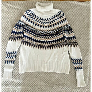 Vineyard Vines Women's XS Turtleneck Nordic Fair Isle Merino Wool Cotton Sweater